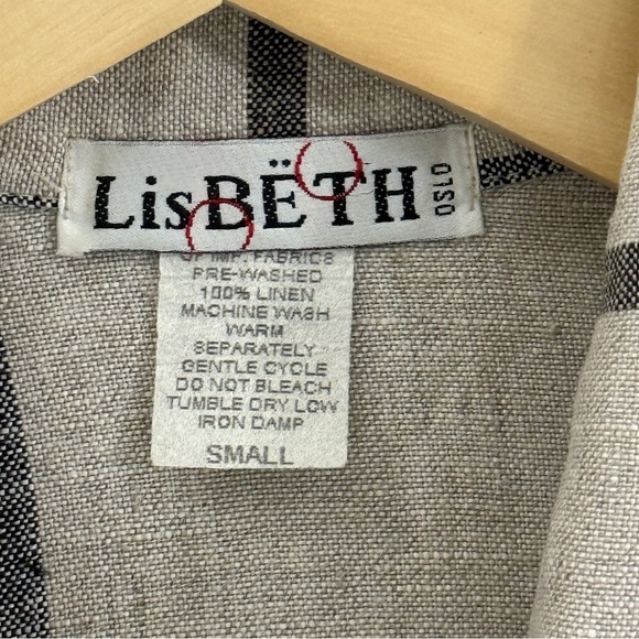 Lisbeth Windowpane Plaid Cropped Linen Button-Down Shirt Small - Picture 5 of 6